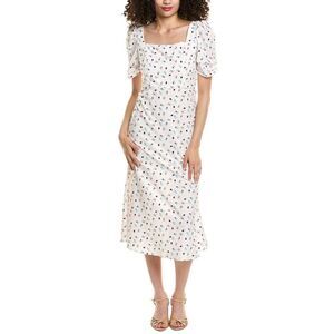 Colette Rose Womens Puff Sleeve Midi Dress, White